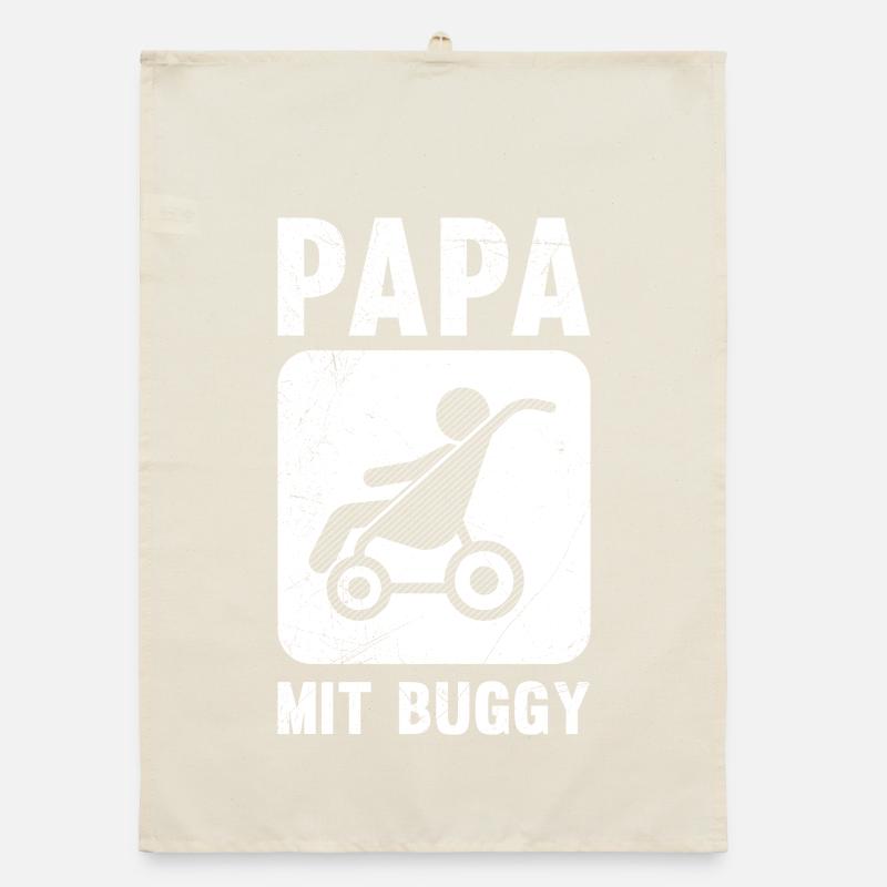 Expectant father DAD WITH BUGGY Funny Organic dish towel
