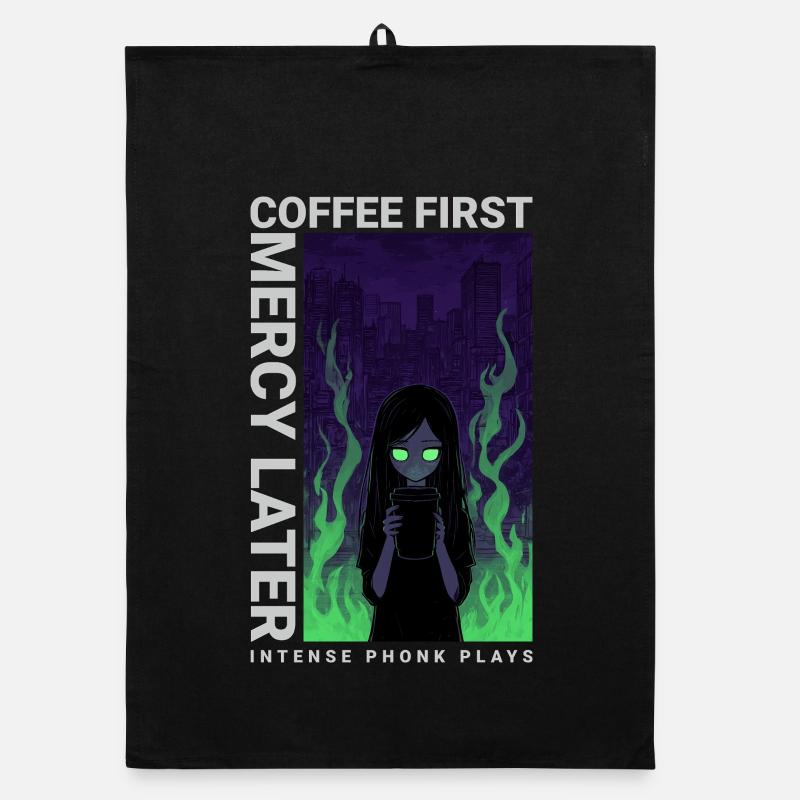 Café Vaporwave d'abord Miséricorde plus tard Art néon Torchon bio
