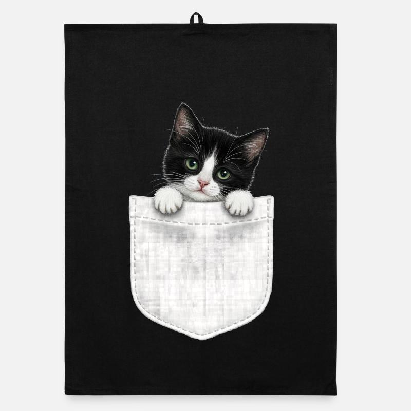 Cat Pocket jette un coup d’œil à un chat mignon dans la poche Torchon bio