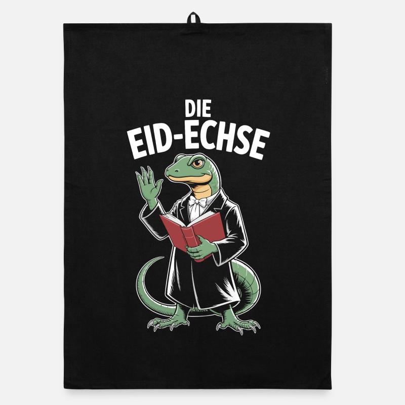 Oath Lizard Funny Justice Motif Organic dish towel