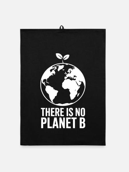 There is no plan B, climate protection - Organic dish towel - black - Front