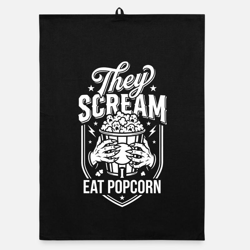 Screams and popcorn enjoyment Organic dish towel