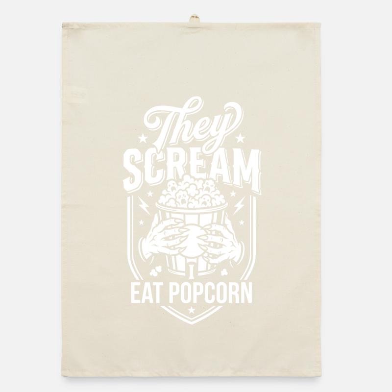 Screams and popcorn enjoyment Organic dish towel