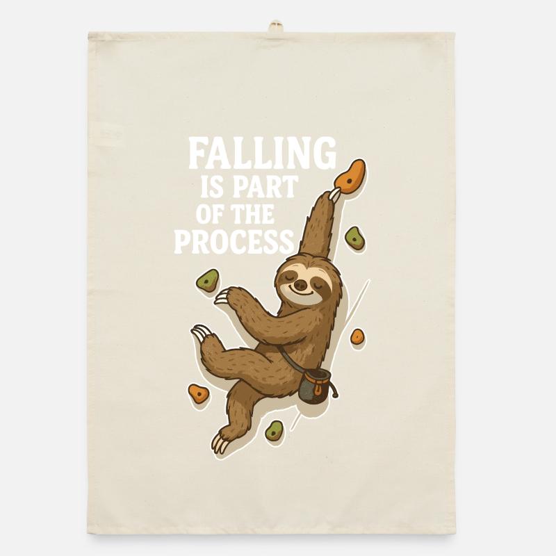 Bouldering Sloth – Falling is part of the Process Organic dish towel