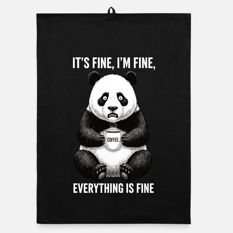 Its Fine In Fine Coffee Panda Humor Organic dish towel