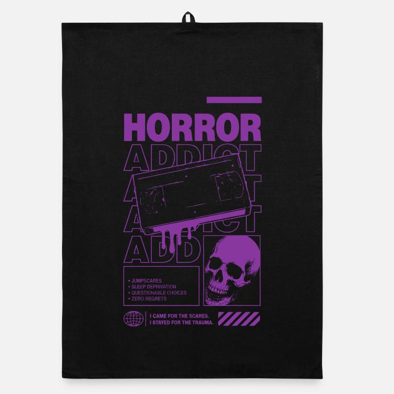 Horror Addict VHS Aesthetic Skull Organic dish towel