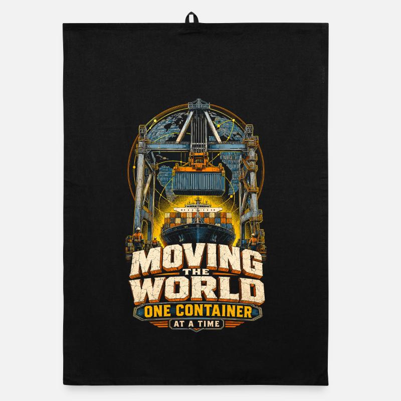 Dock Worker One Container At A Time Organic dish towel