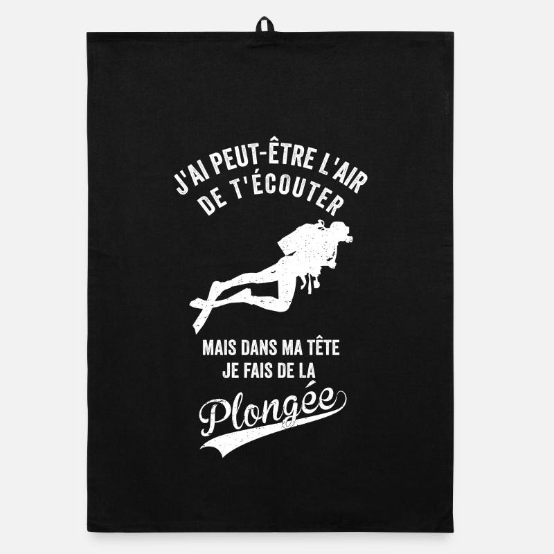 Plongée Humour dans Ma Tête Je fais de la Plongée Torchon bio