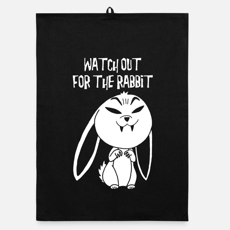 Lapin vampire blanc (anglais) - Torchon bio - noir