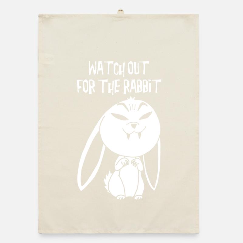 White Vampire Rabbit (English) Organic dish towel