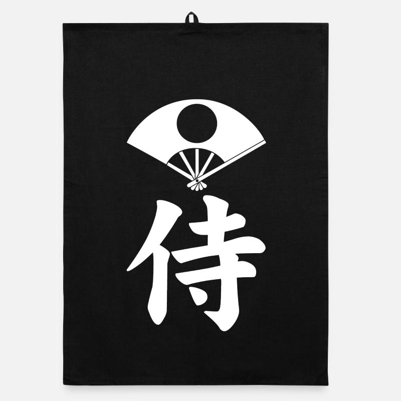 Emblème samouraï du clan Satake (blanc) Torchon bio