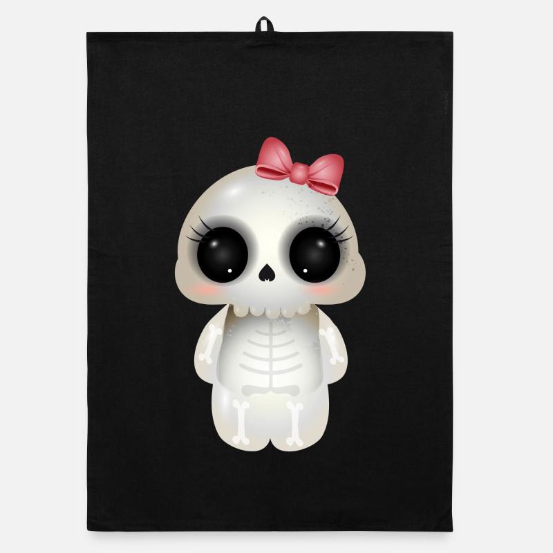 Crâne mignon avec nœud rose Torchon bio