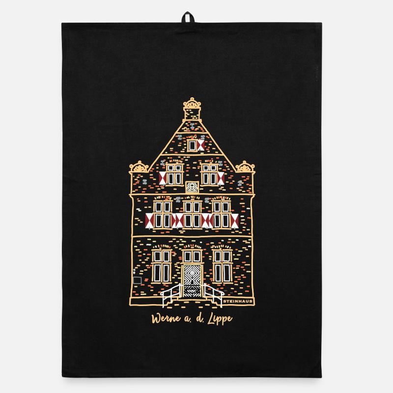 Werne, iconic first stone house, Unna district Organic dish towel