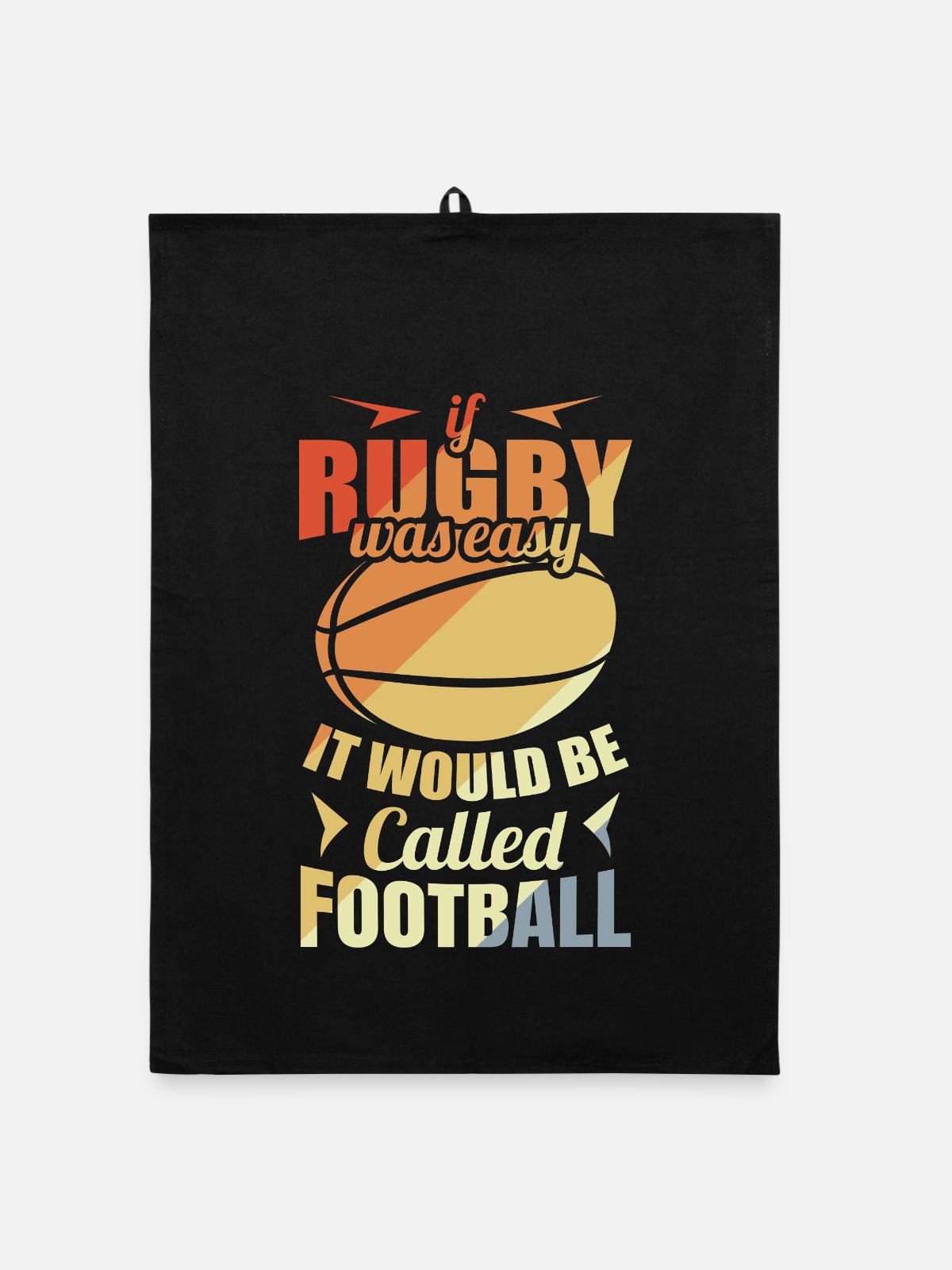 Rugby player joke - Organic dish towel - black - Front