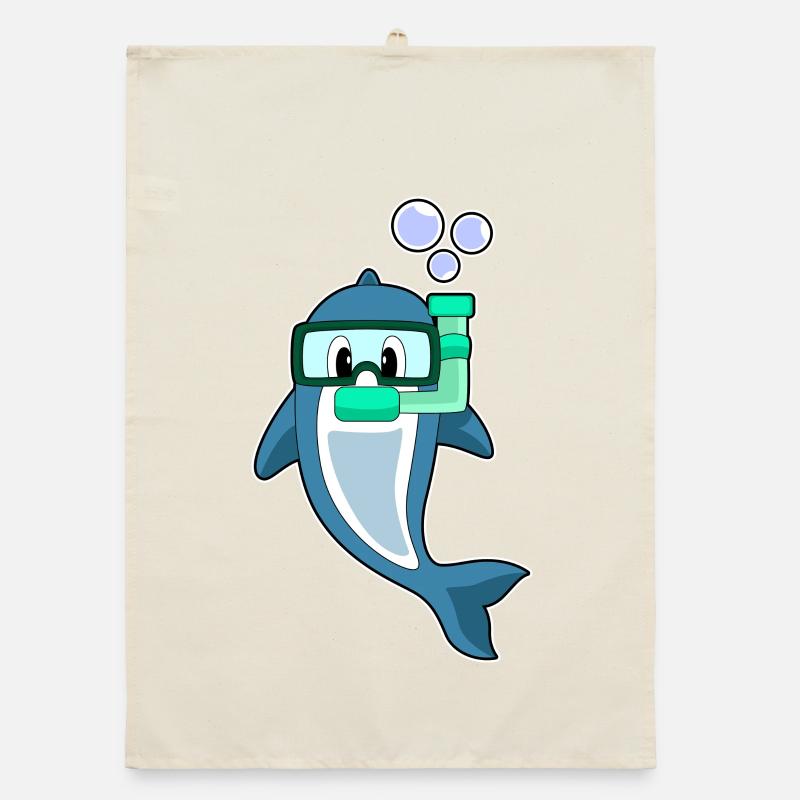 Dolphin Diver Snorkel Diving Organic dish towel