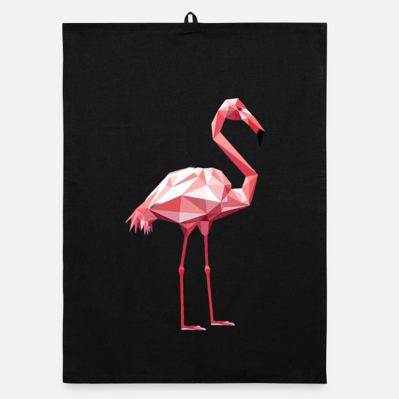Flamingo im Geometrischen Stil - Organic Geschirrtuch - Schwarz