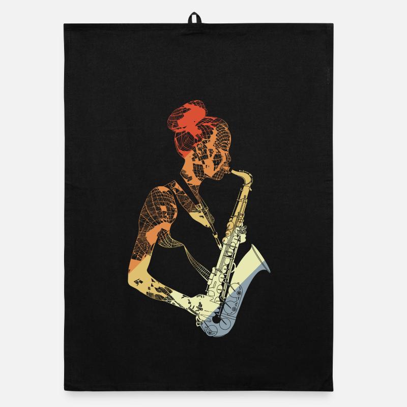 Saxophonist Drawing Vintage Organic dish towel
