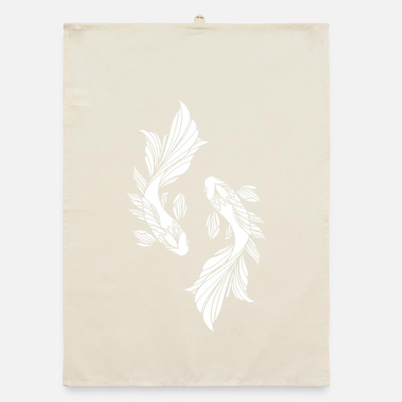 Two white fish Organic dish towel