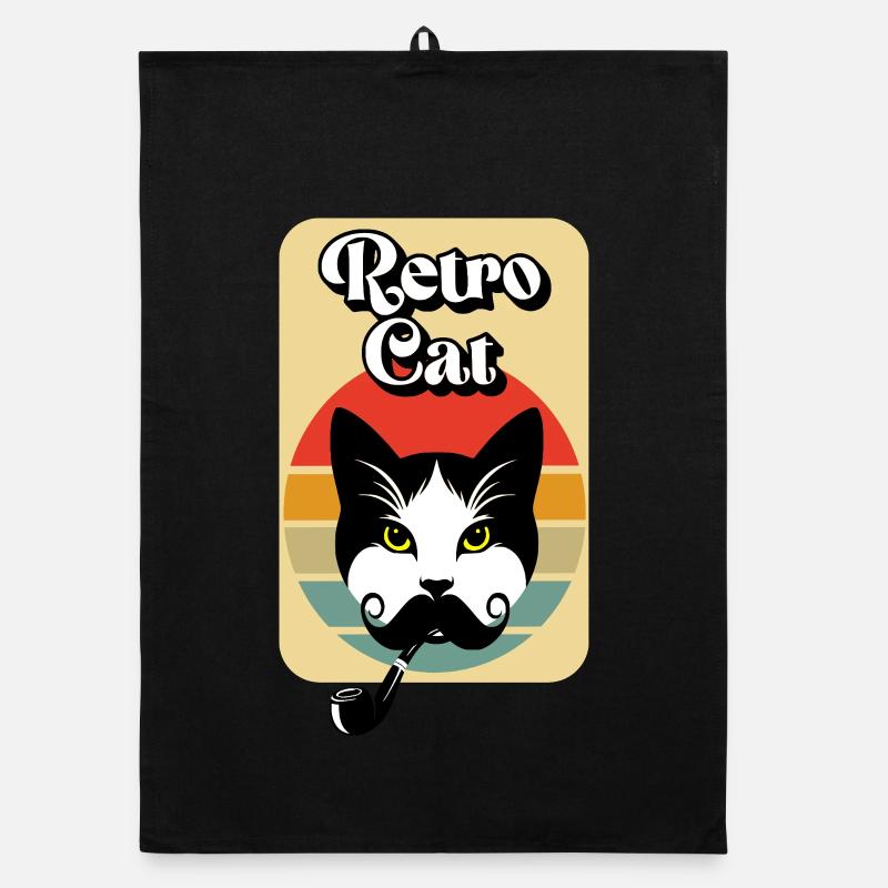 Retro-Katze Organic Geschirrtuch