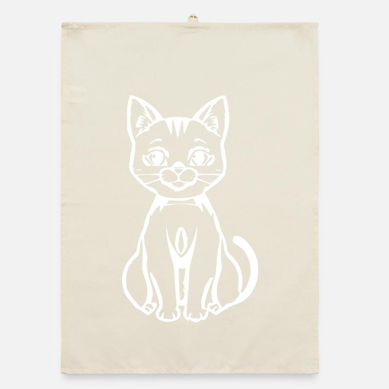 Chat Blanc Blanc Chaton T-shirt Cadeau Torchon bio