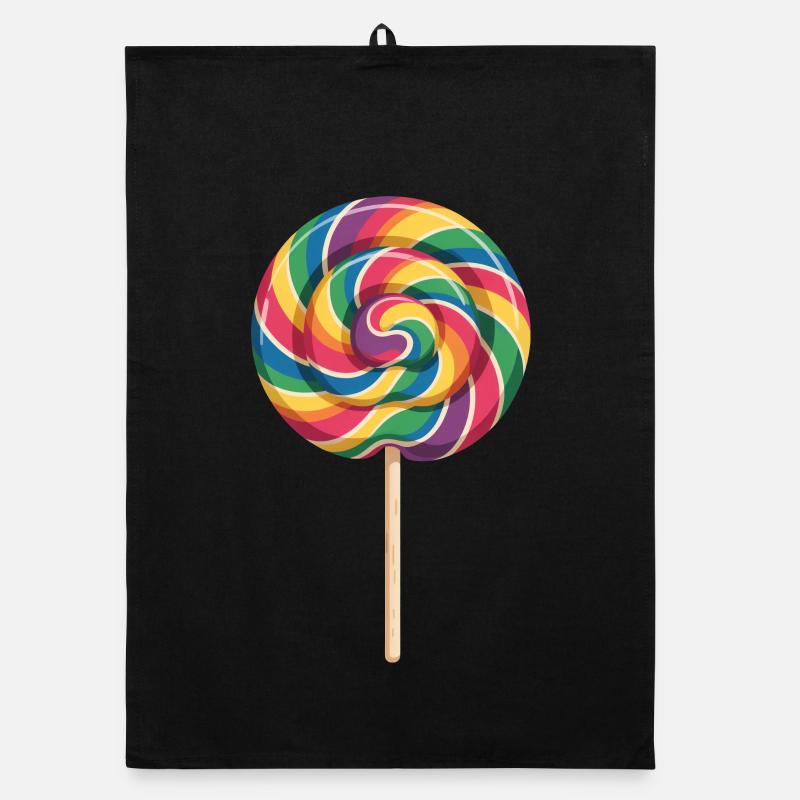 Bunter Regenbogen Lolli Spiral Look Organic Geschirrtuch