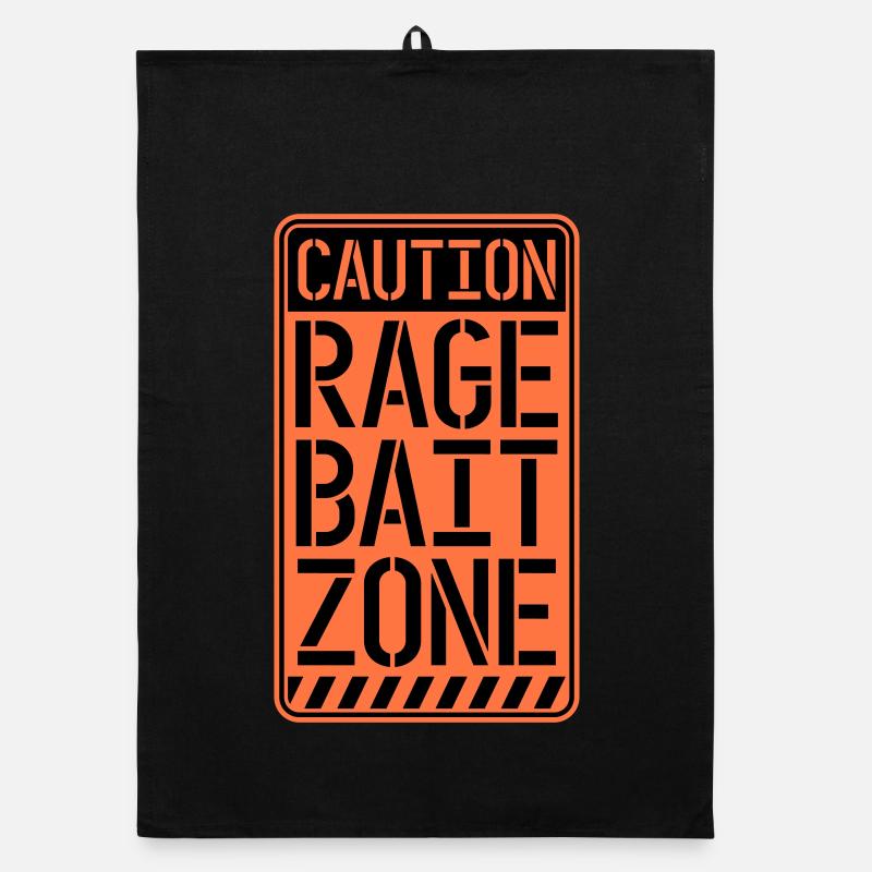 Warning Rage Bait Caution Zone Schild Spaß Warnung Organic Geschirrtuch