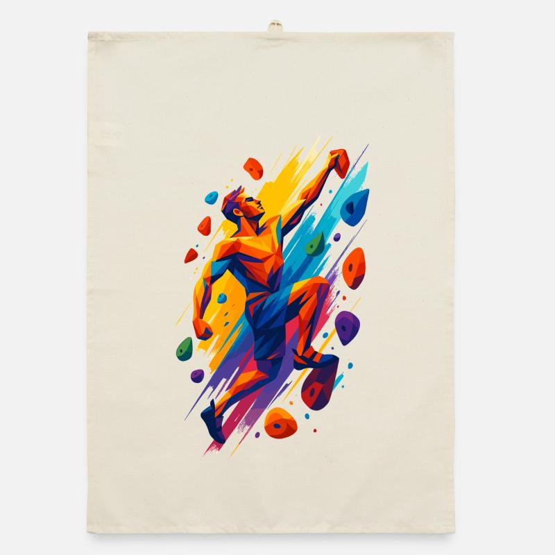 Bouldering Climbing Power Boulderer Abstract Gift Organic dish towel