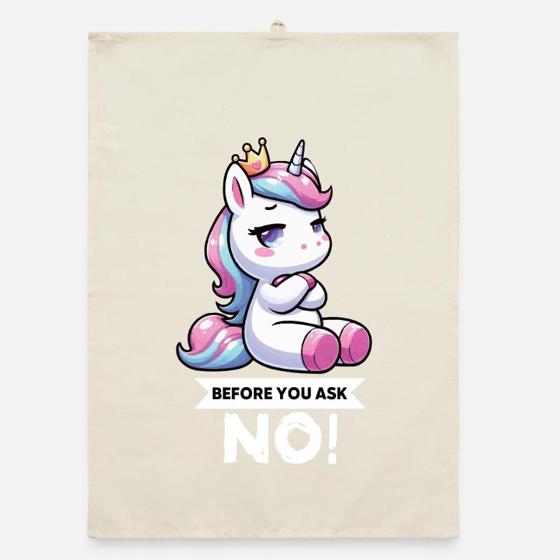 Before You Ask No Einhorn Einhörner Einhornfan  Organic Geschirrtuch