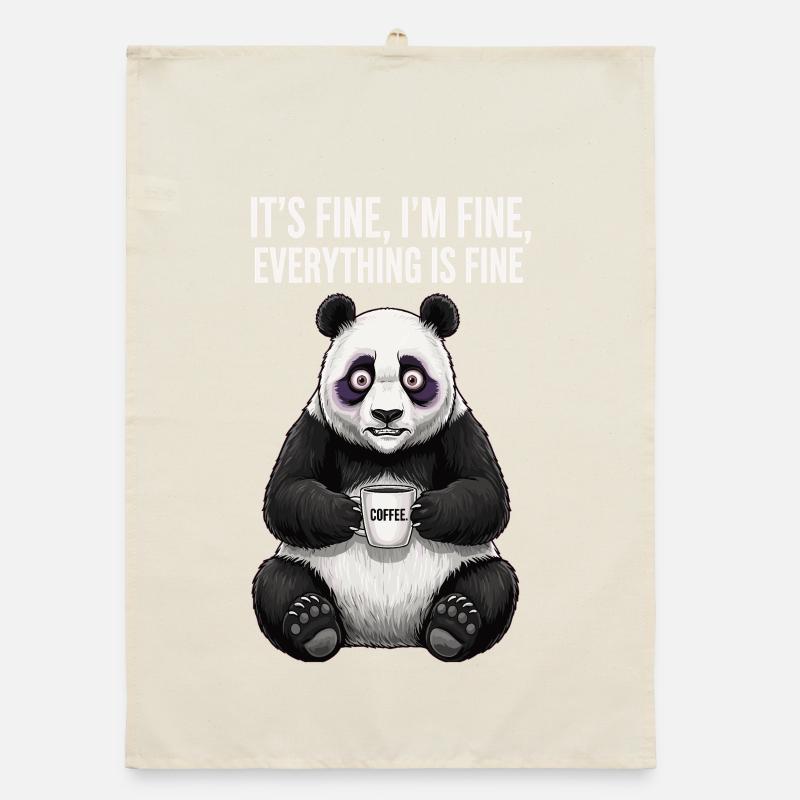 Its Fine In Fine Coffee Panda Humor Organic dish towel