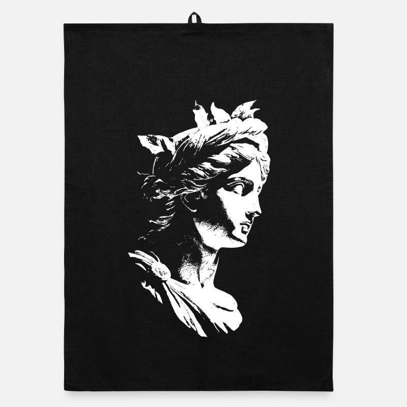 Déesse grecque antique – Art en noir et blanc Torchon bio