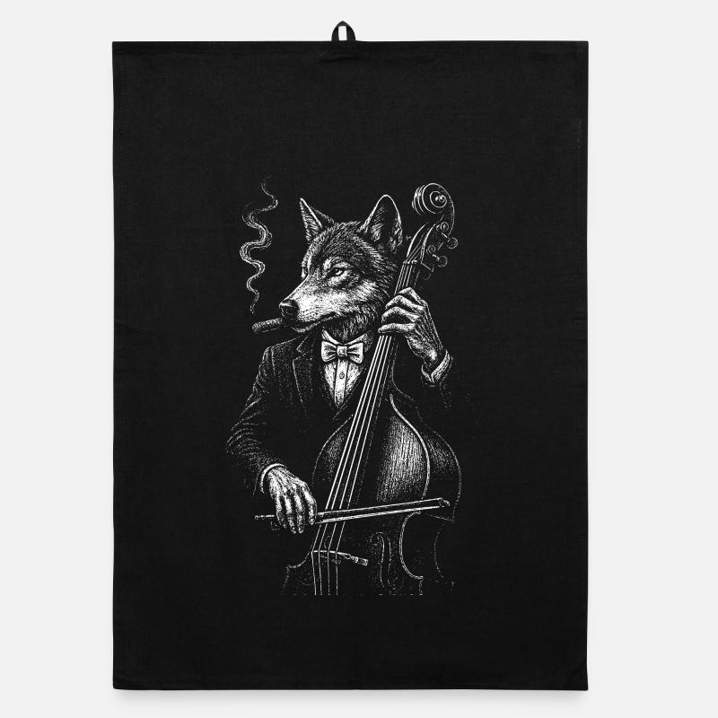 Noir Wolf Jazz joue de la contrebasse Torchon bio