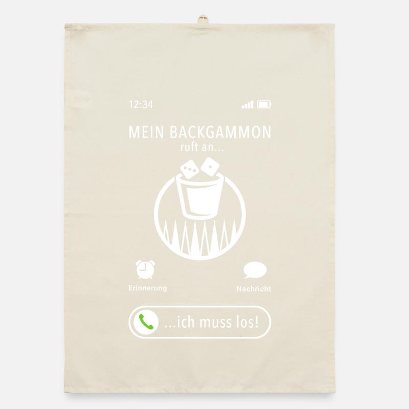Mein Backgammon ruft an - ich muss los - Spruch Organic Geschirrtuch