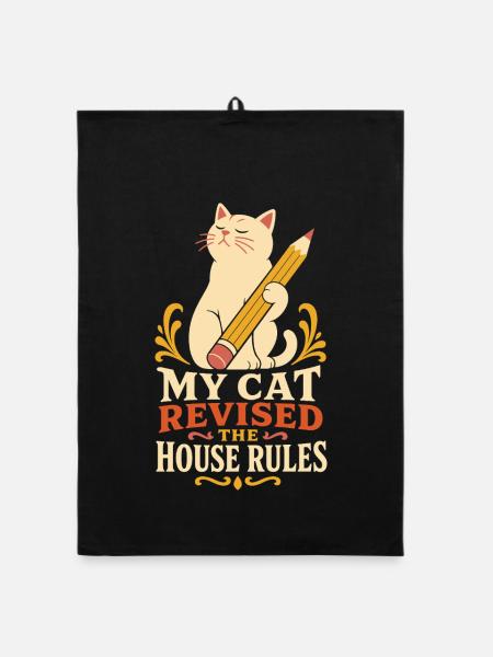 Katze – My Cat Revised the House Rules - Organic Geschirrtuch - Schwarz - Vorne
