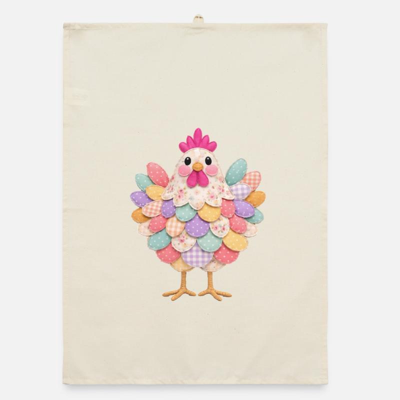 Poule Patchwork Mignonne Style Rustique Torchon bio