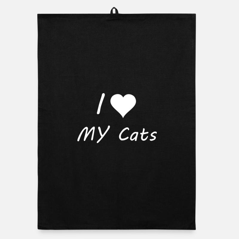 J'aime mes chats - Torchon bio - noir