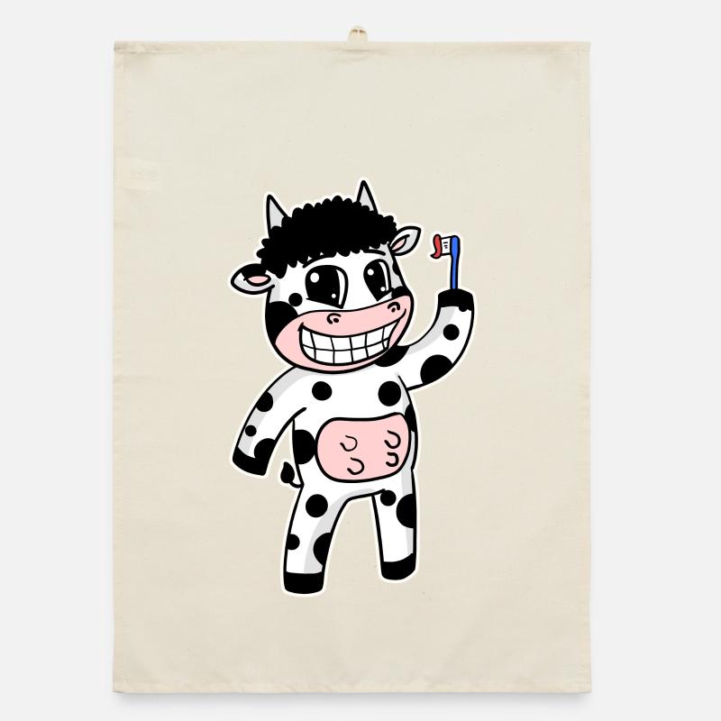 Vache avec brosse à dents Torchon bio