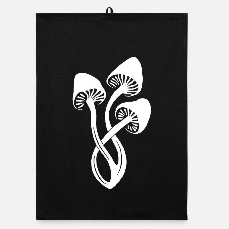 White mushroom trio Organic dish towel