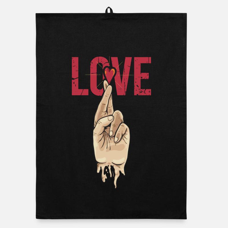 Signes d’amour - Torchon bio - noir