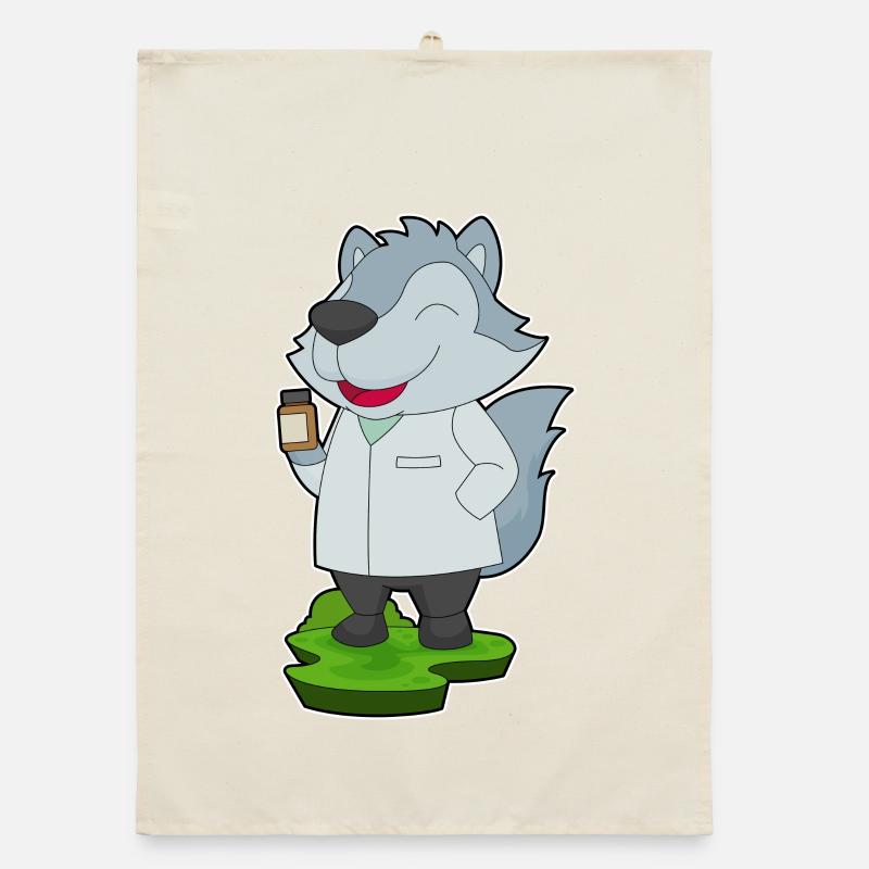 Wolf Arzt Medizin Organic Geschirrtuch