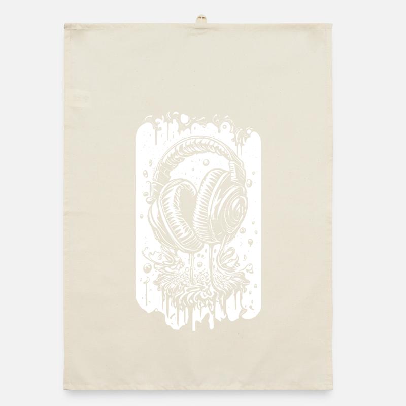 Comic Headphones with Drops Organic dish towel