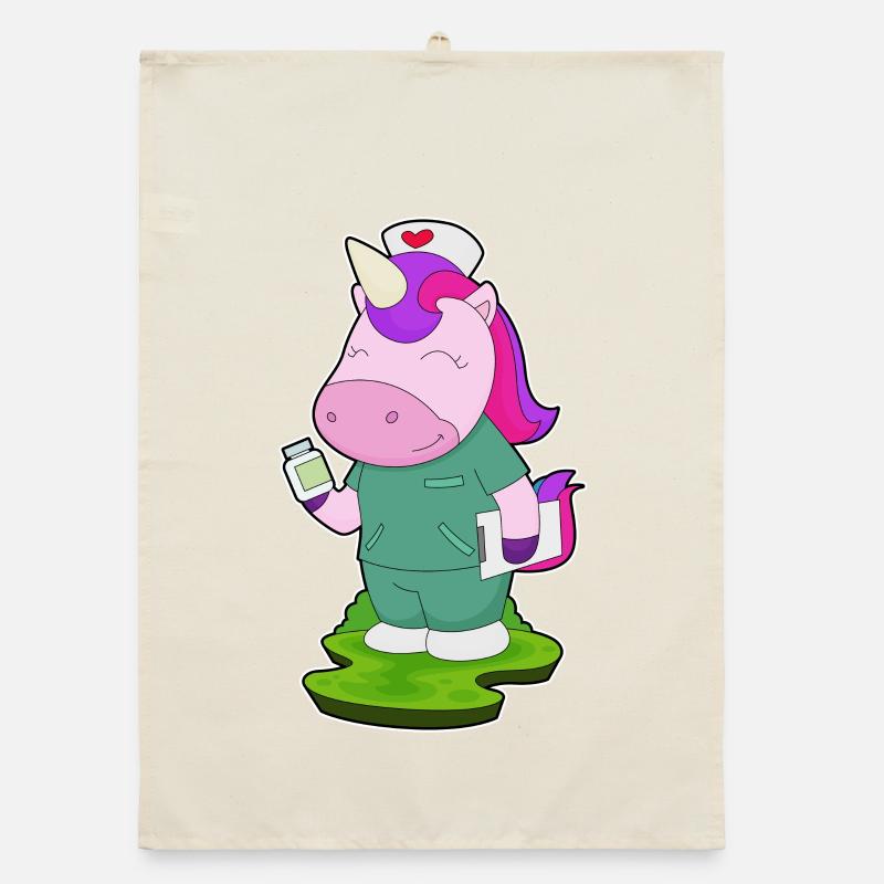 Infirmière Licorne Médecine Torchon bio