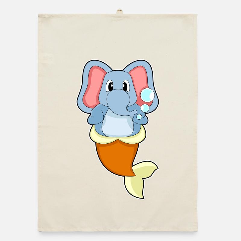 Elephant Mermaid Organic dish towel