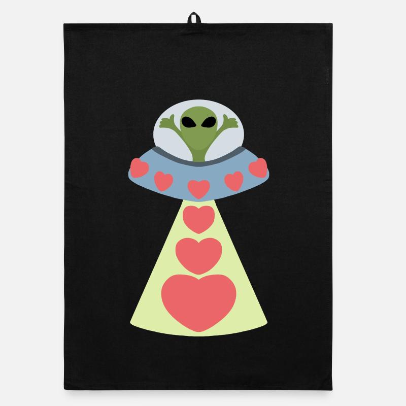 Space Love Alien Valentine Organic dish towel