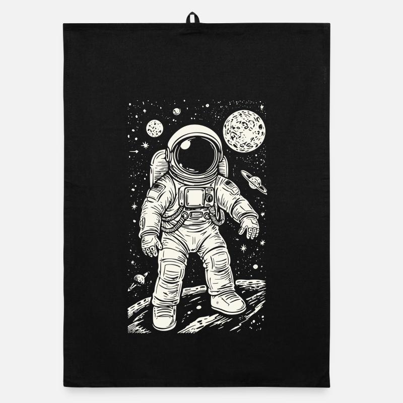Astronaute sur Mars avec des étoiles et des planètes Torchon bio