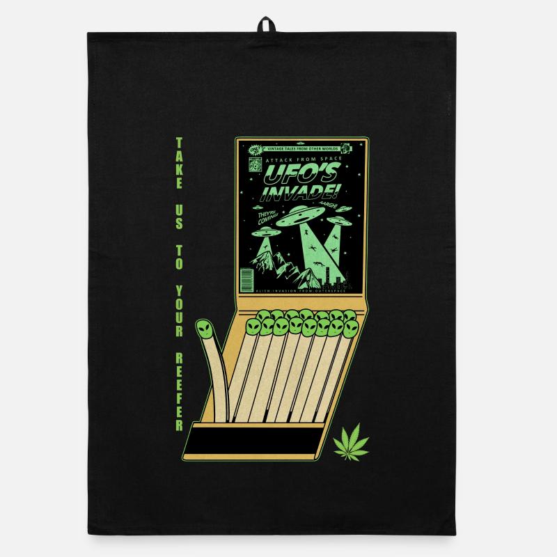 UFO Invasion Vintage Poster Design Organic dish towel