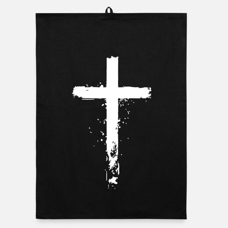 Croix blanche dans le style grunge Torchon bio