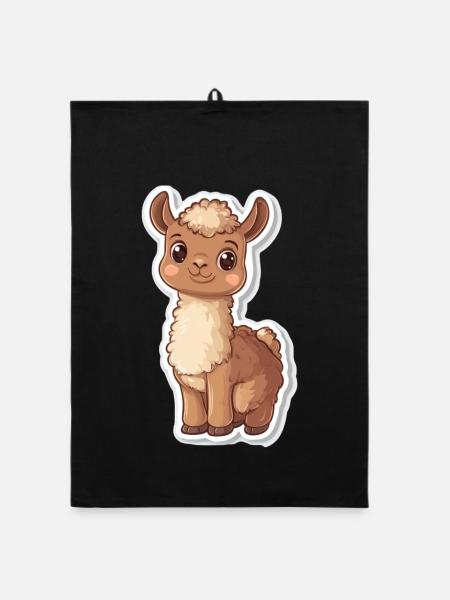 Llama Alpaca Llama Animal Gift - Organic dish towel - black - Front