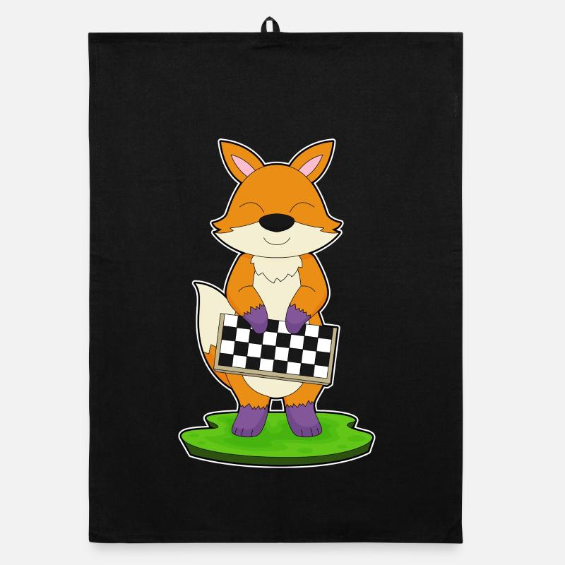 Fox Chess Chess Board Game Organic dish towel