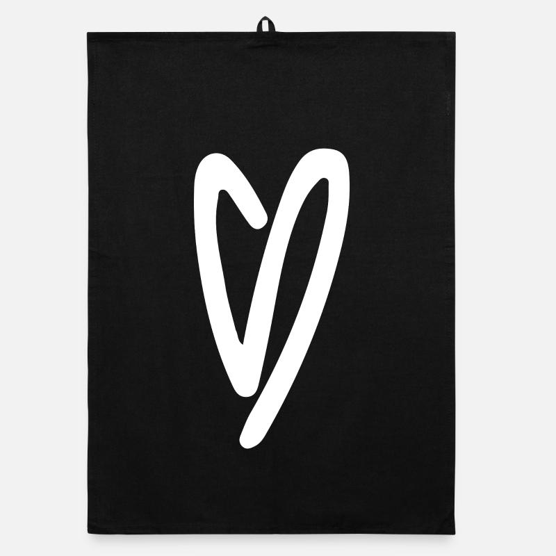 Croquis de coeur Style minimal - Torchon bio - noir
