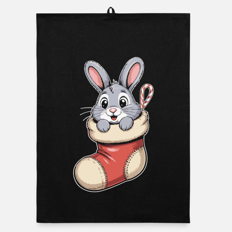 Christmas bunny in cuddly sock Organic dish towel